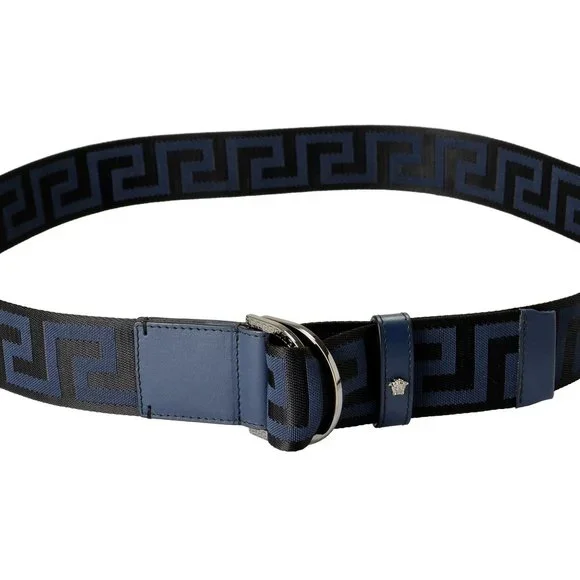 Versace Leather Trimmed Greeca Print Belt - Picture 1 of 5